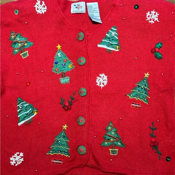 Nutcracker Womens Medium Cotton Ramie Blend Button Up Christmas Sweater - Picture 5 of 8
